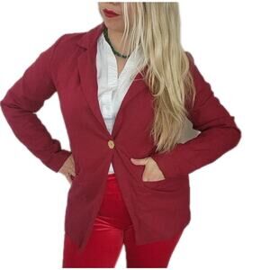 MANTAIKOTAI Linen Blazer S Red Staple Workwear Office Summer Classic Preppy